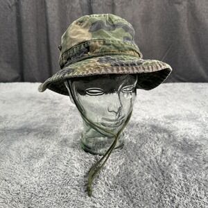 Vintage Camouflage Pattern Bucket Hat USA Outdoor Sport Camo Woodland Faded Army